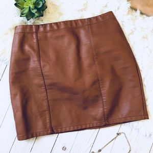 Forever 21 Cognac Faux Leather Mini Skirt
